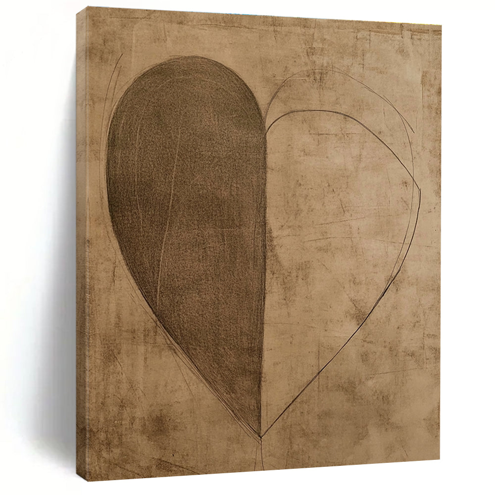 Heart - Shaped Sketch Abstract Painting of Symbolic Simplicity GAB0118