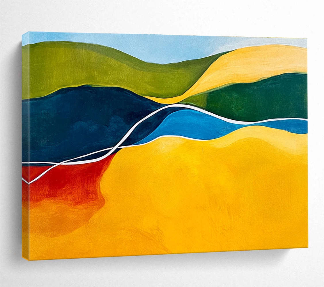 Colorful Curved - River Landscape Abstract Painting with Vivid Hues ABS229