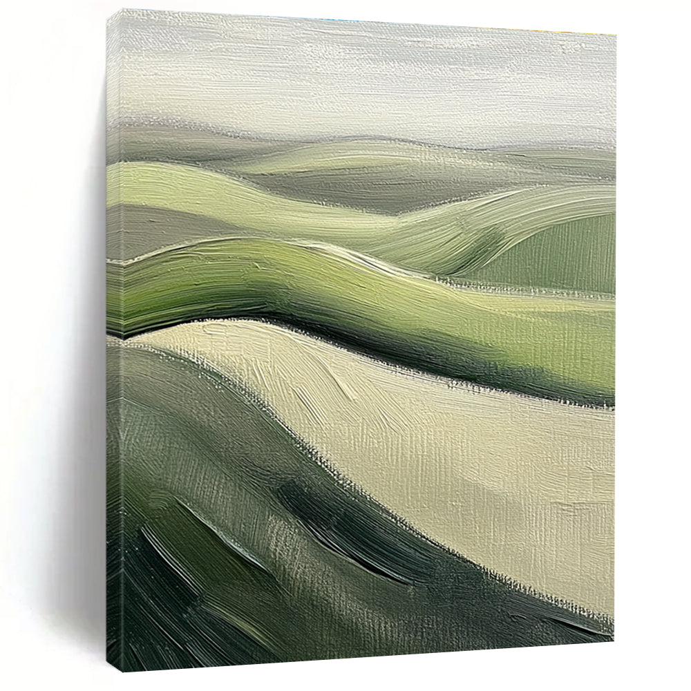 Rolling Green Hills Abstract Painting for Rustic - Themed Cafes GAB1292