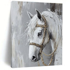 White Horse Portrait Abstract Painting of Equestrian Grace GAB0083