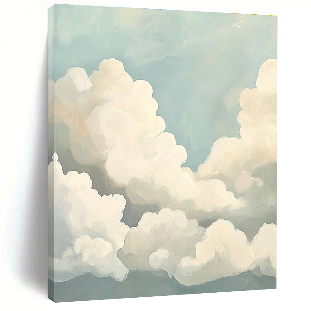 Fluffy Clouds on Blue Sky - Inspired Abstract Painting for Serene Spaces GAB1440