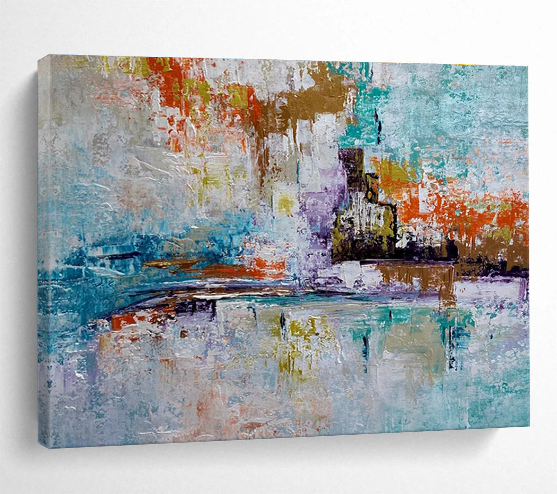 Colorful Abstract Cityscape Painting for Urban Art Galleries YHT368