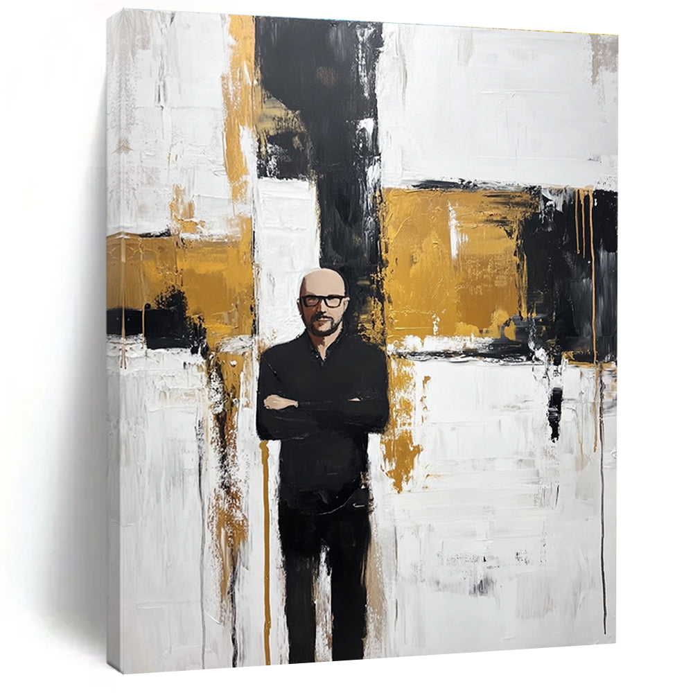 Figure in Black Against Abstract Background - Modern Figurative Abstract Art GAB0457