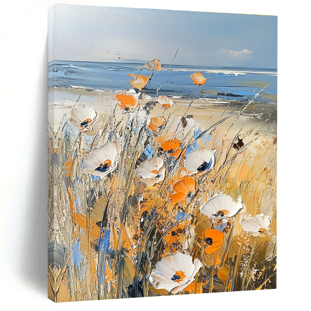 Beach Flowers Serene Abstract Painting for Coastal Homes GAB1415