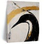 Black Bird with Gold Highlights - Edgy Figurative Abstract Art GAB0437