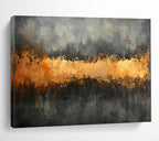 Gray and Gold Abstract Painting with Dripping Textures ABS305