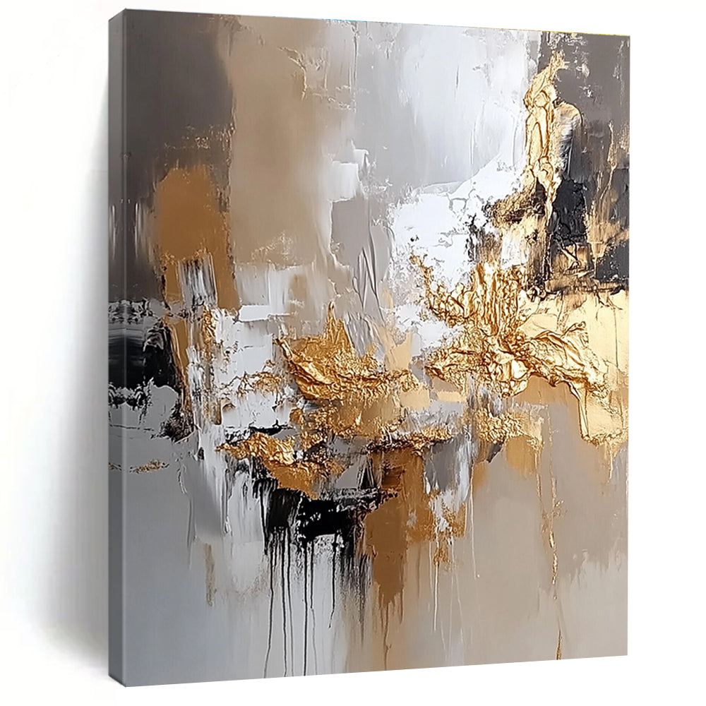 Gold Accent Modern Abstract Painting for Contemporary Living Spaces GAB0882