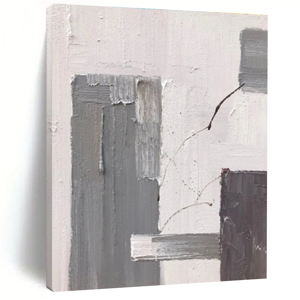 Gray - White Minimalist Abstract Painting for Modern Hallways HENG396