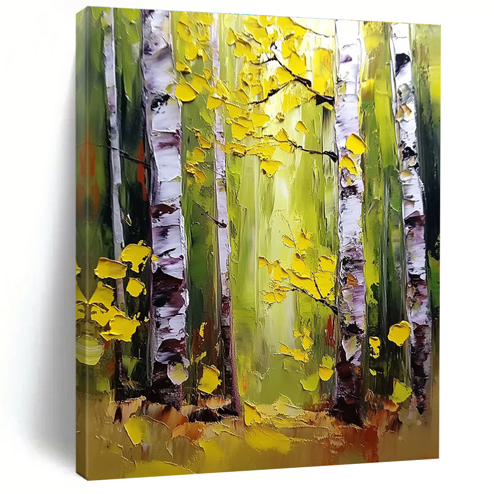 Summer Birch Forest Vibrant Abstract Painting for Lively Spaces GAB1432