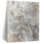 Silver and Gray Wavy Lines Abstract Painting with Subtle Rhythm WINK105