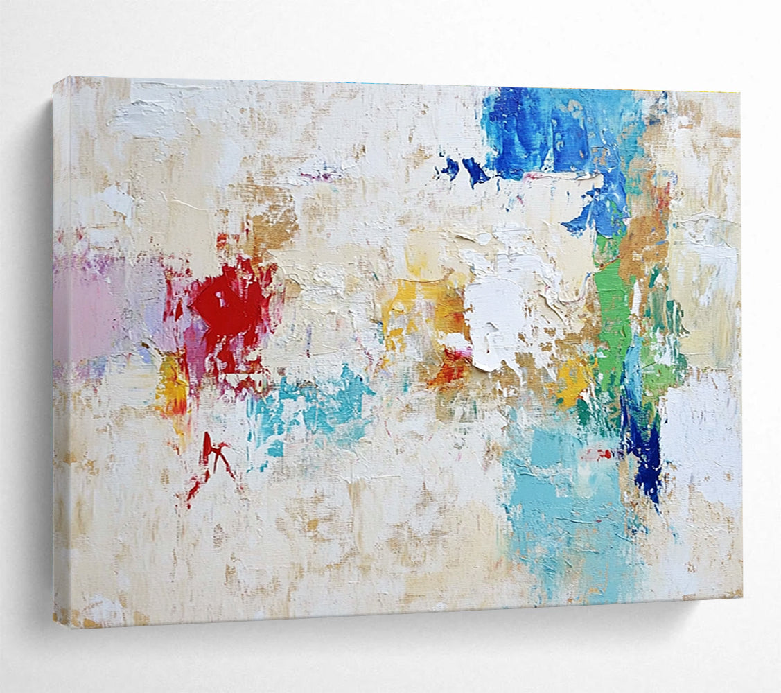 Beige - based Colorful Abstract with Patchy Textures Abstract Painting ABS384