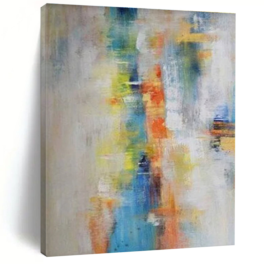 Soft Color Fusion Abstract Painting for Serene Bedrooms HENG412