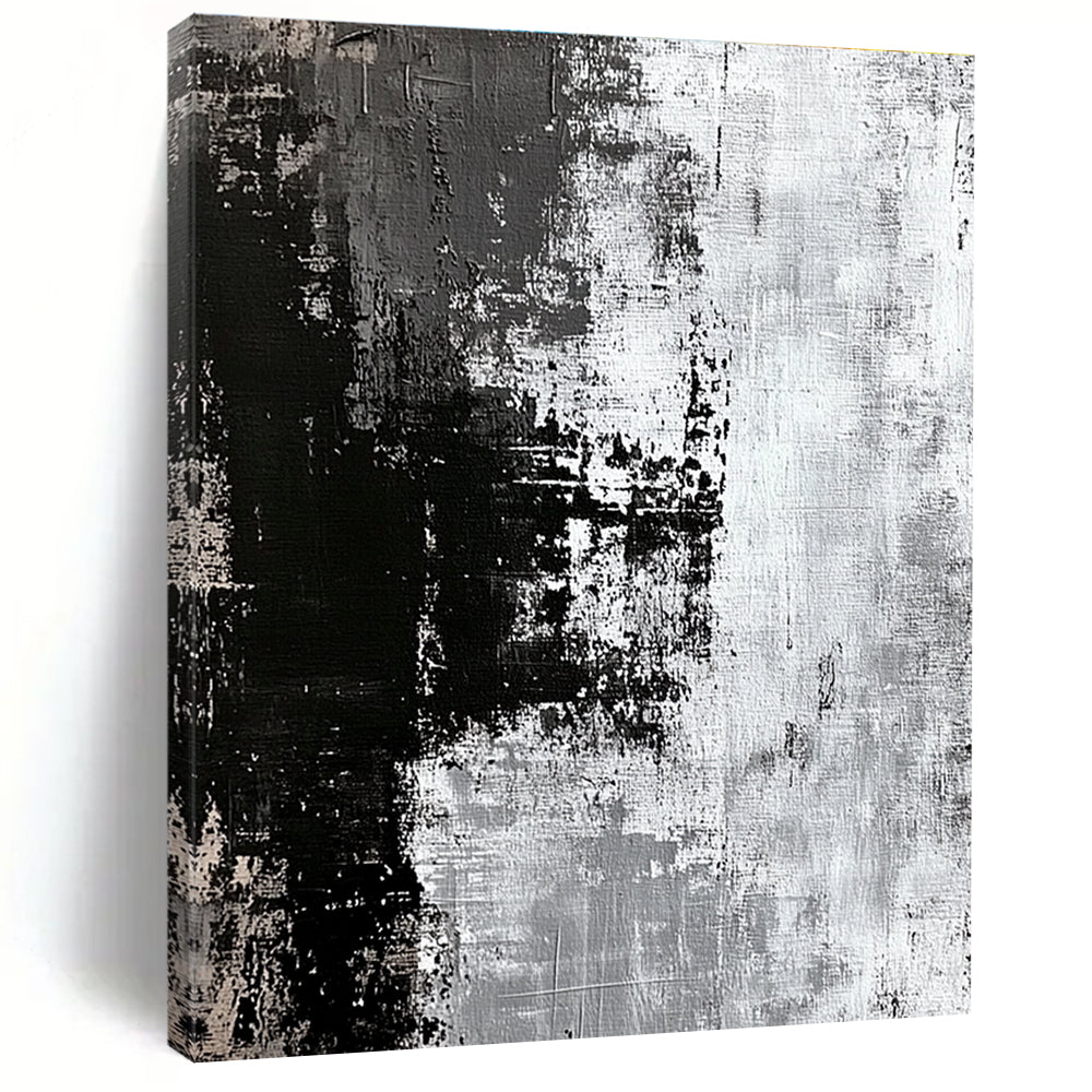 Black - White Abstract Textures Painting with Dramatic Contrast WINK425