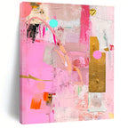 Eclectic Pink Collage Abstract Painting with Creative Fusion WINK257
