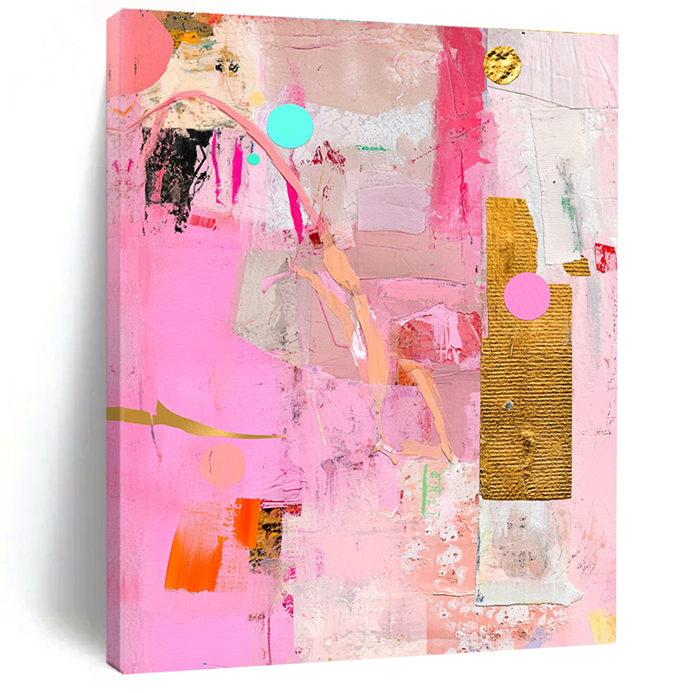 Eclectic Pink Collage Abstract Painting with Creative Fusion WINK257