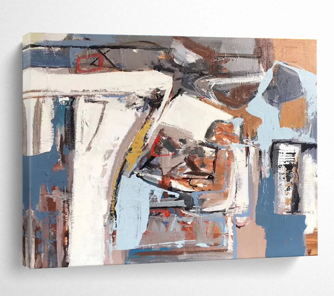 Abstract Coastal Geometry Modern Seascape Painting for Contemporary Spaces YHT025