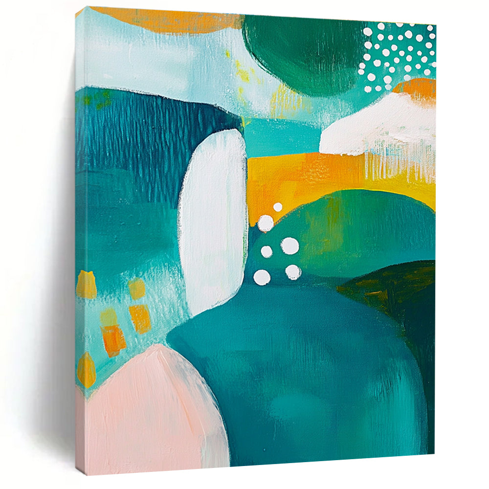 Colorful Abstract Shapes with Dots Abstract Painting with Playful Energy WINK266