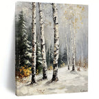 Winter Birch Forest II Serene Abstract Painting for Calm Interiors GAB1431