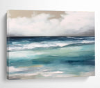 Serene Sea and Sky Abstract Painting for Coastal Calm YHT050