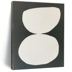 White Organic Shapes on Black Abstract Painting with Clean Contrast WINK269