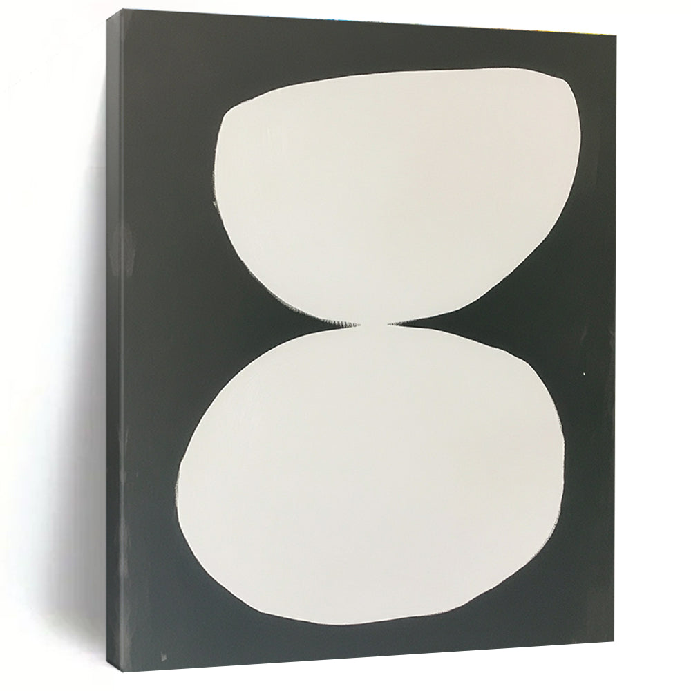 White Organic Shapes on Black Abstract Painting with Clean Contrast WINK269