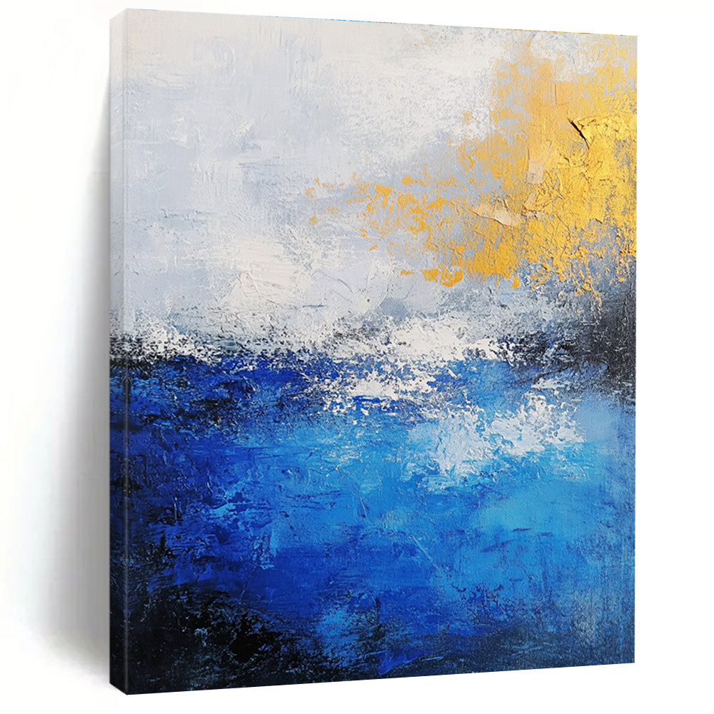 Blue and Gold Abstract Painting with Ocean - Inspired Grace WINK310