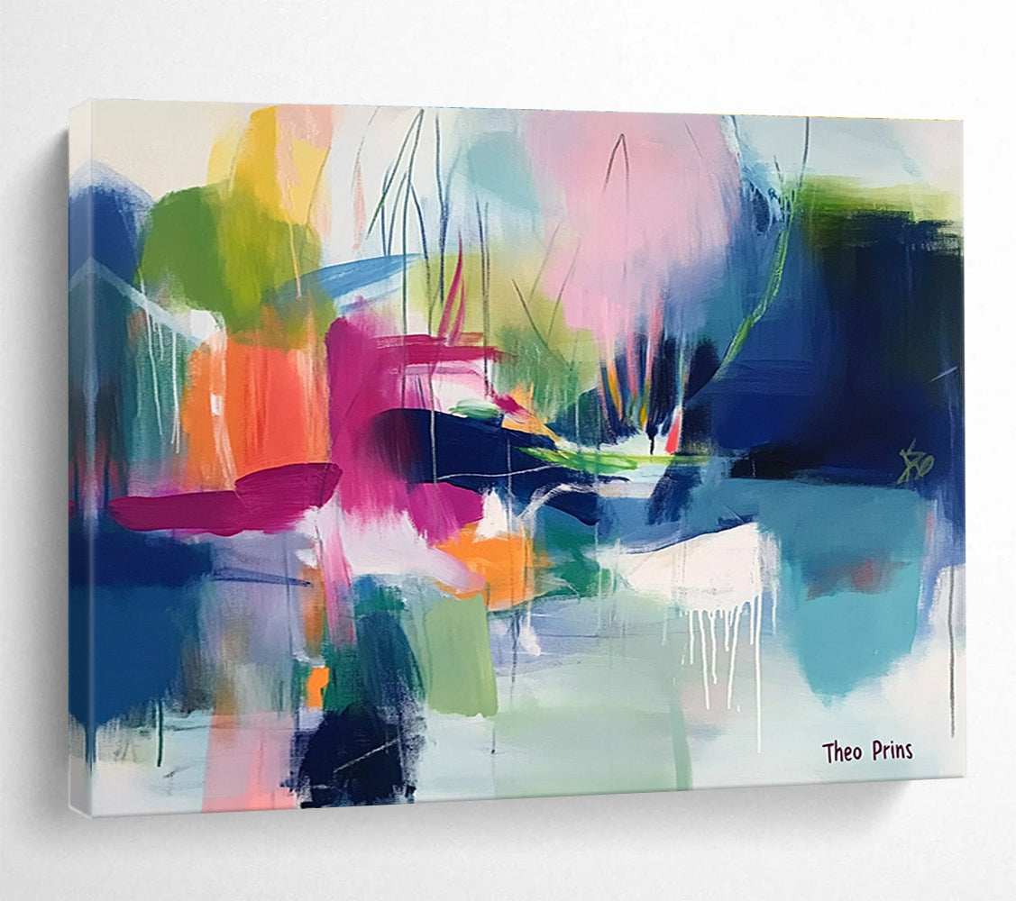 Colorful Landscape Abstract Painting with Lush, Imaginative Forms ABS530