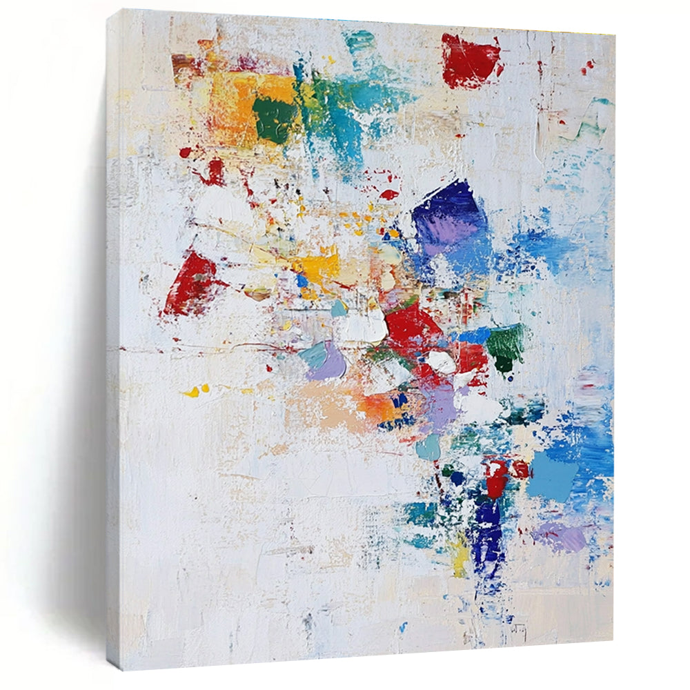 Colorful Patchwork Abstract Painting with Playful Whimsy WINK752