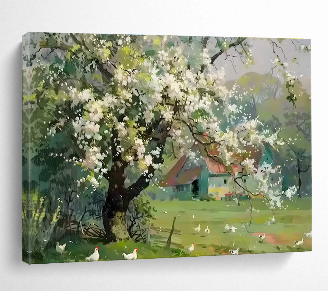 Spring Farmhouse Abstract Painting for Rustic Kitchen Decor YHT215