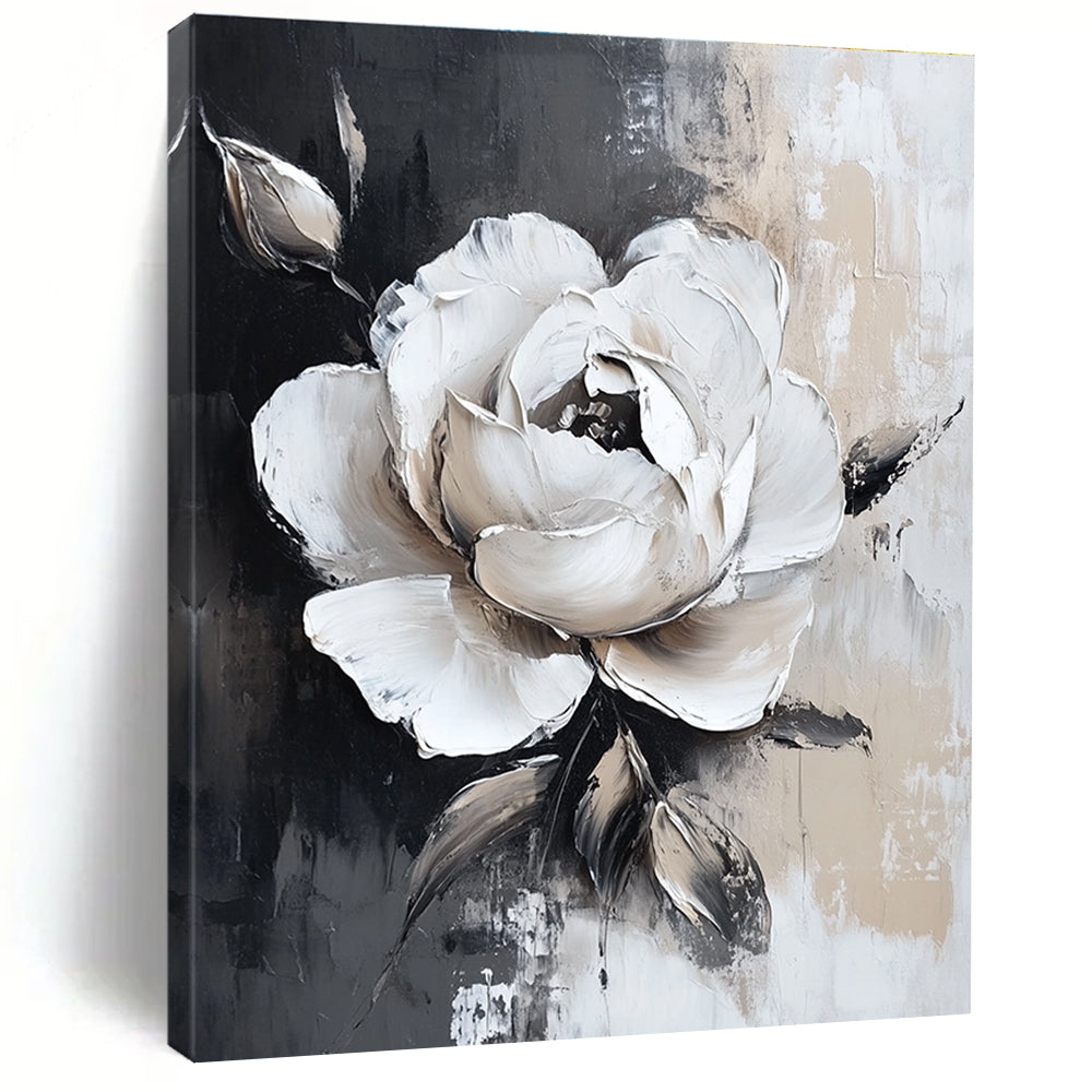 Textured White Rose Abstract Painting for Romantic - Themed Bedrooms GAB1011