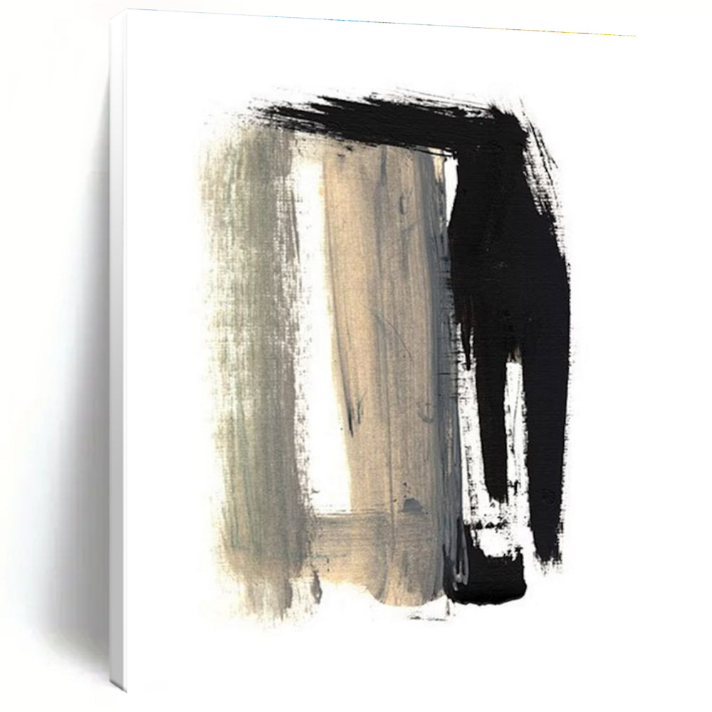 Black - Gray Abstract Brushstrokes Painting for Edgy Urban Lofts HENG157