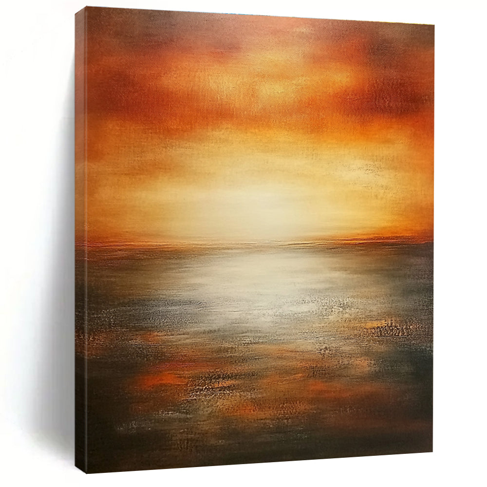 Sunset Over Sea - Serene Seascape Abstract Painting GAB0600