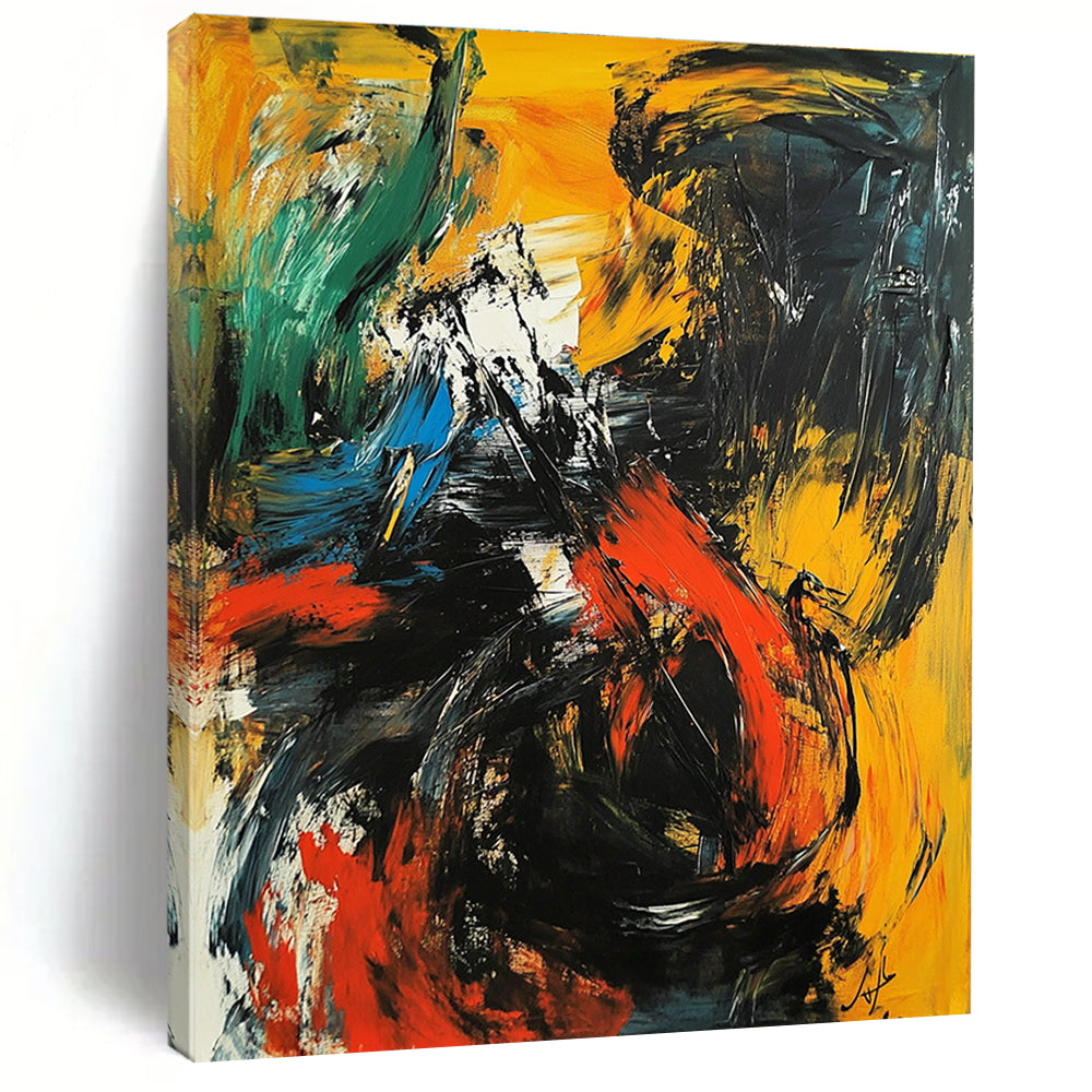 Vivid Color Clash Abstract Painting with Bold Contrasts WINK751