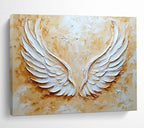 Textured Angel Wings: Inspirational Symbol in Relief Abstract Painting ABS165