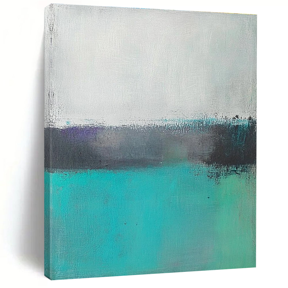 Teal Gray Abstract Horizon Painting with Subtle Depth WINK654