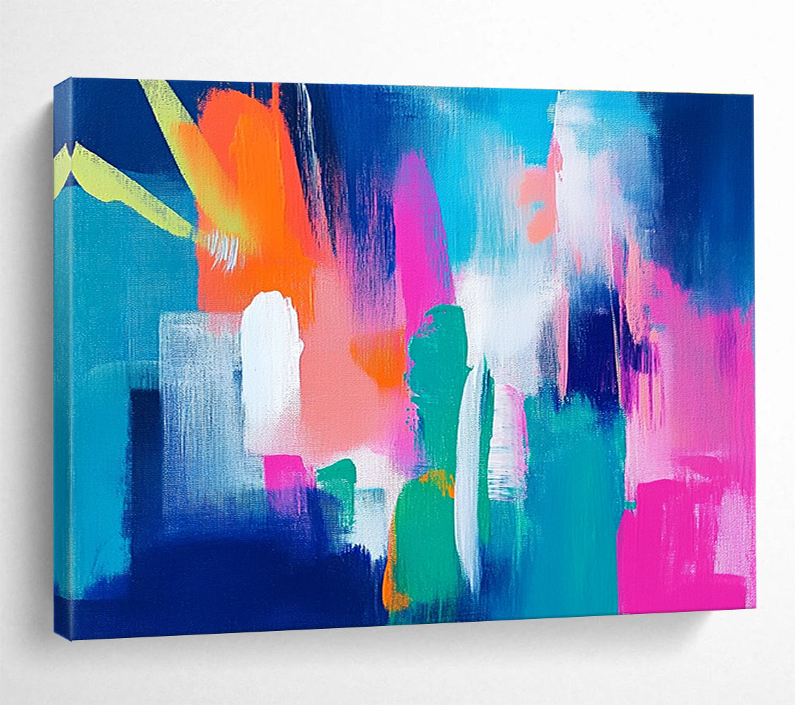 Bright Abstract Shapes: Playful Color Interaction Abstract Painting ABS153
