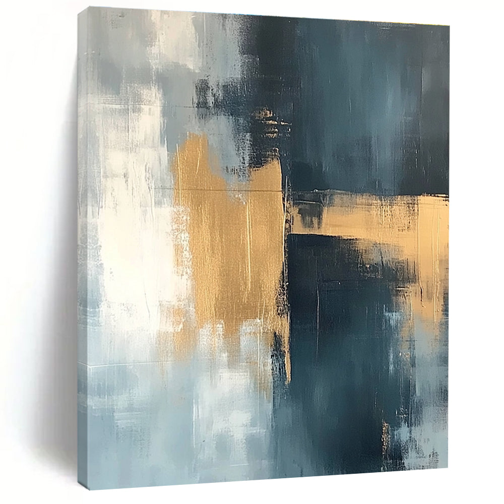 Gray - Gold Abstract Fusion Painting with Subtle Sophistication WINK380