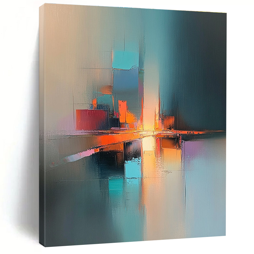Colorful Cityscape Abstraction Painting with Vibrant Urban Energy WINK185