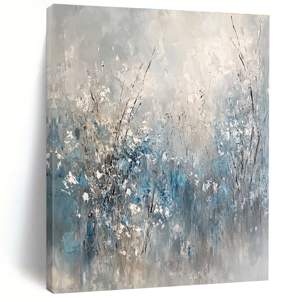 Blue - Gray Toned Abstract Floral Painting for Calming Spaces GAB0871