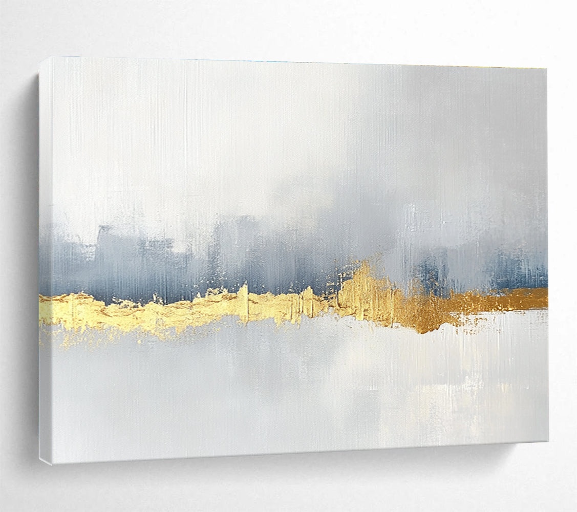 Elegant Gold - Accented Minimalist Abstract Painting with Subtle Textures ABS226