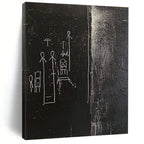 Mysterious Black and White Symbolic Figures Abstract Painting GAB0037