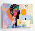 Abstract “Happiness” Figure Painting with Expressive, Colorful Emotions ABS517