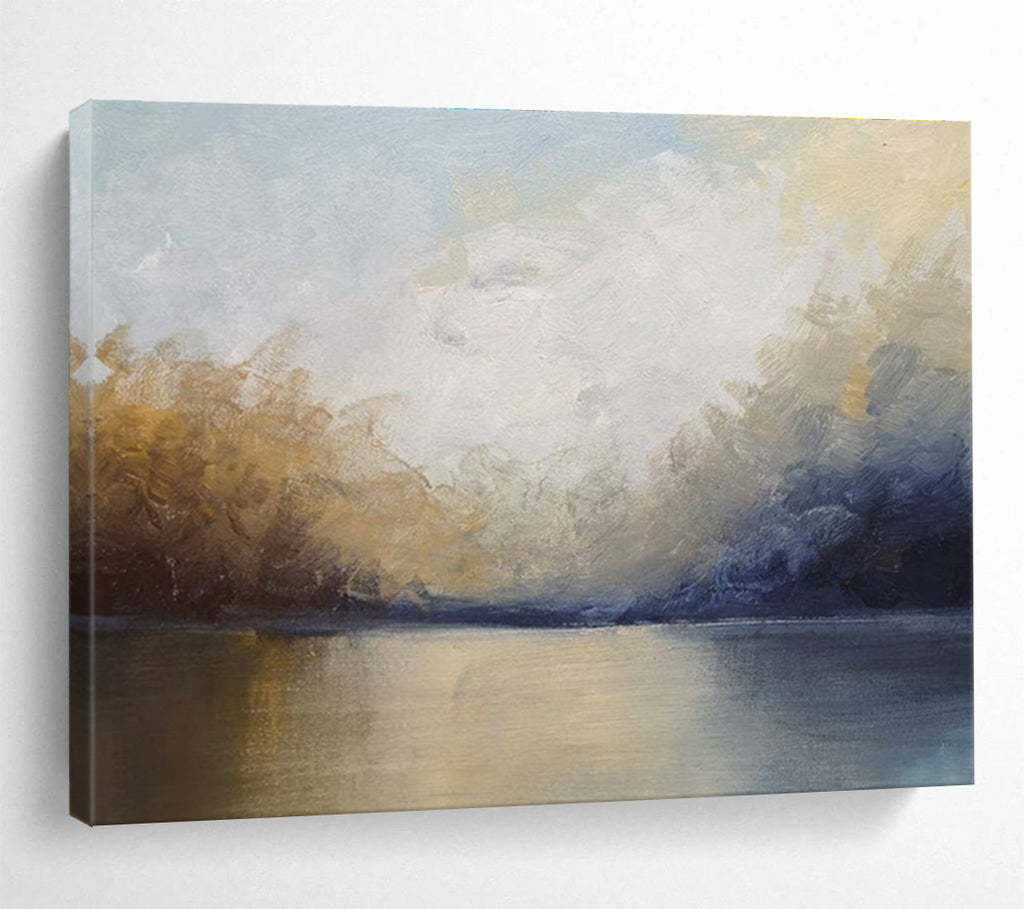 Lake and Sky Abstract Landscape Painting for Tranquil Spaces YHT040
