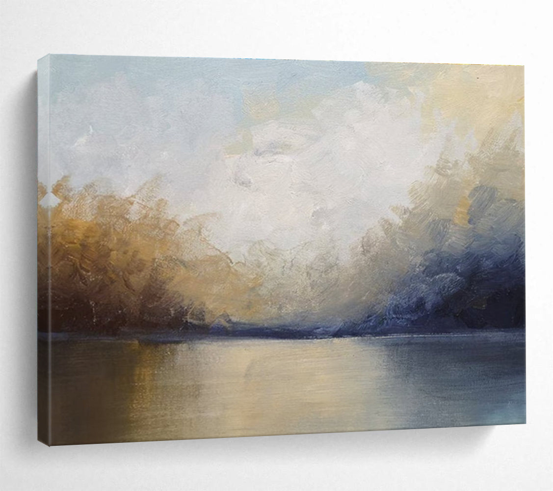 Lake and Sky Abstract Landscape Painting for Tranquil Spaces YHT040