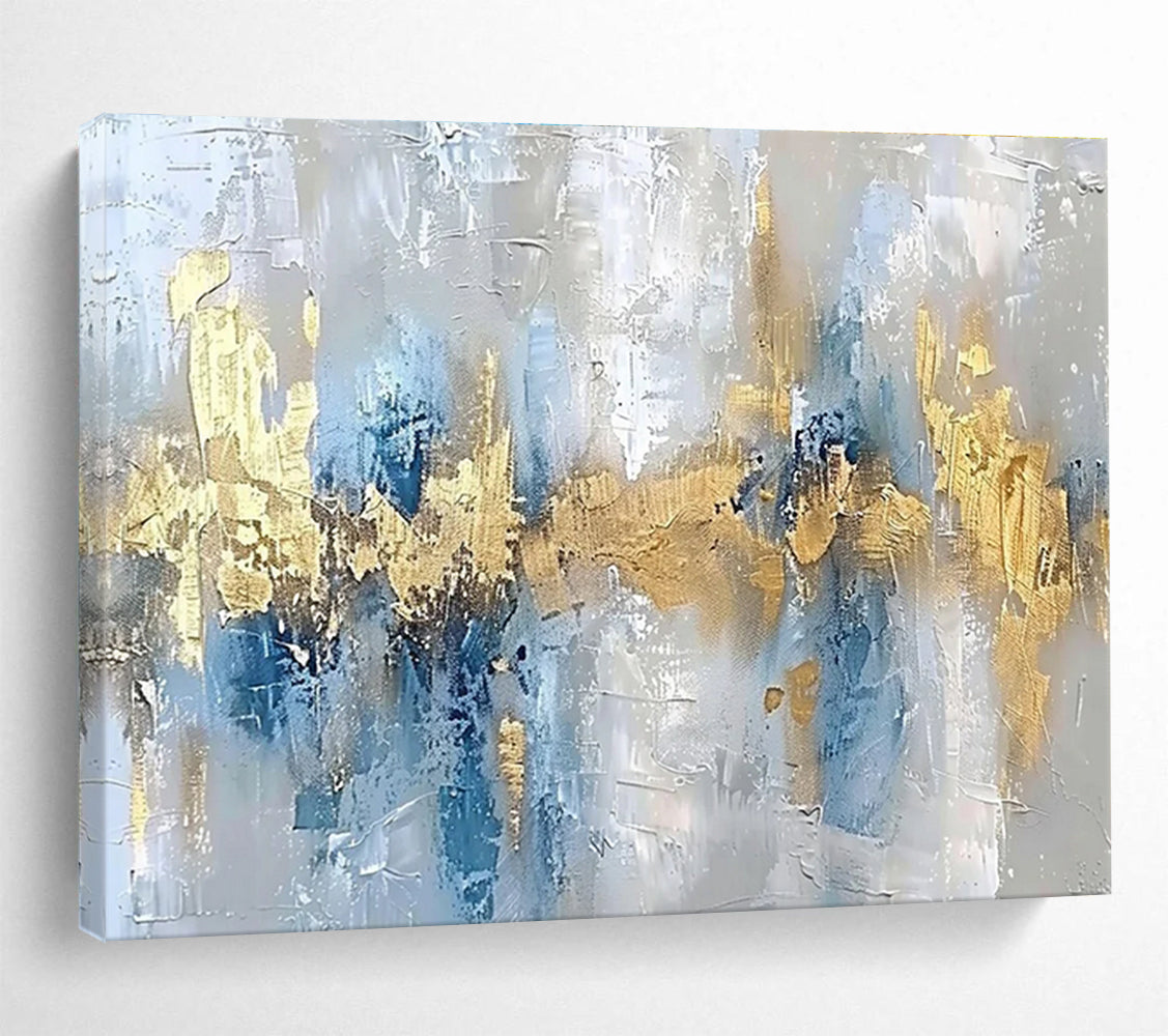 Blue - Gold Abstract Elegant Painting for Modern Spaces YHT045