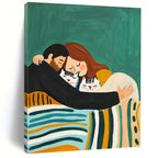 Cozy Family and Cats Painting with Heartwarming Charm GAB0106