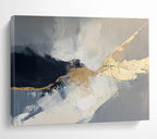 Black, White, and Gold Dynamic Abstract Painting ABS299