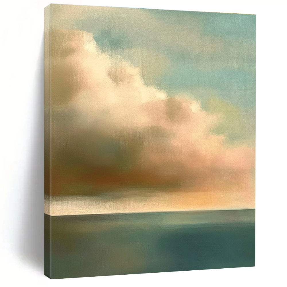 Soft Clouds Over Sea Abstract Painting for Coastal - Styled Homes GAB1074
