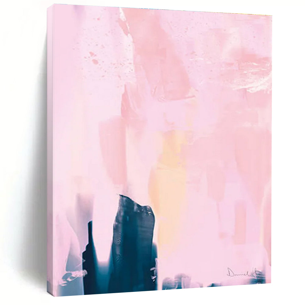 Soft Pink Abstract with Dark Shapes Painting for Feminine - Styled Boudoirs HENG180