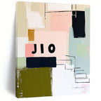 Colorful Geometric Collage Abstract Painting of Playful Diversity GAB0209